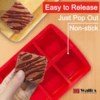 Walfos Mini Silicone Brownie Pan - 2 Piece 6-Cavity Non-stick Square Baking Pan, Perfect for Mini Brownies, Cornbread, Muffin and Cakes, BPA Free and Dishwasher Safe