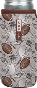 Sok It CanSok Sleeve for Beer & Soda Insulated Neoprene Cover (Football, 12oz Slim Can Sleeve)
