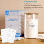 1 Gallon Large Glass Food Storage Containers With Airtight Bamboo Lid - Kitchen Glass Storage Jars Canister With 42 Pantry Labels - Thicken Big Clear Rice Containers For Your Pantry