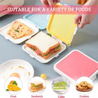 Sandwich Containers, Silicone Sandwich Storage with Snap-Off,Sandwich Box for Lunch,BPA Free,Leakproof, Reusable Plastic Sandwich Holder for Fruit,Salad,Snacks and Food Storage (Yellow+Pink)