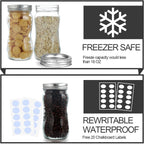 KAMOTA Mason Jars 16 OZ With Regular Lids and Bands, Ideal for Meal Prep, Jam, Honey, Wedding Favors, Shower Favors, DIY Spice Jars, 12 PACK, 20 Whiteboard Labels Included