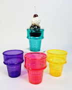 Set of 4 Ice Cream Dishes Waffle Cone Pattern in 4 Assorted Bright Summer Colors Ice Cream Social Ice Cream Party dish (Ice Cream Cone Shaped Ice Cream Dish)