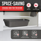 Nonstick Loaf Pan Set Pack of 2, 10.2" & 11" Large Baking Bread Pan, Oven Safe Up to 450°F, PFOA, PFOS, PTFE Free, Space Saving Stackable Design, Stain Resistant, Dishwasher Friendly, Gray Marble