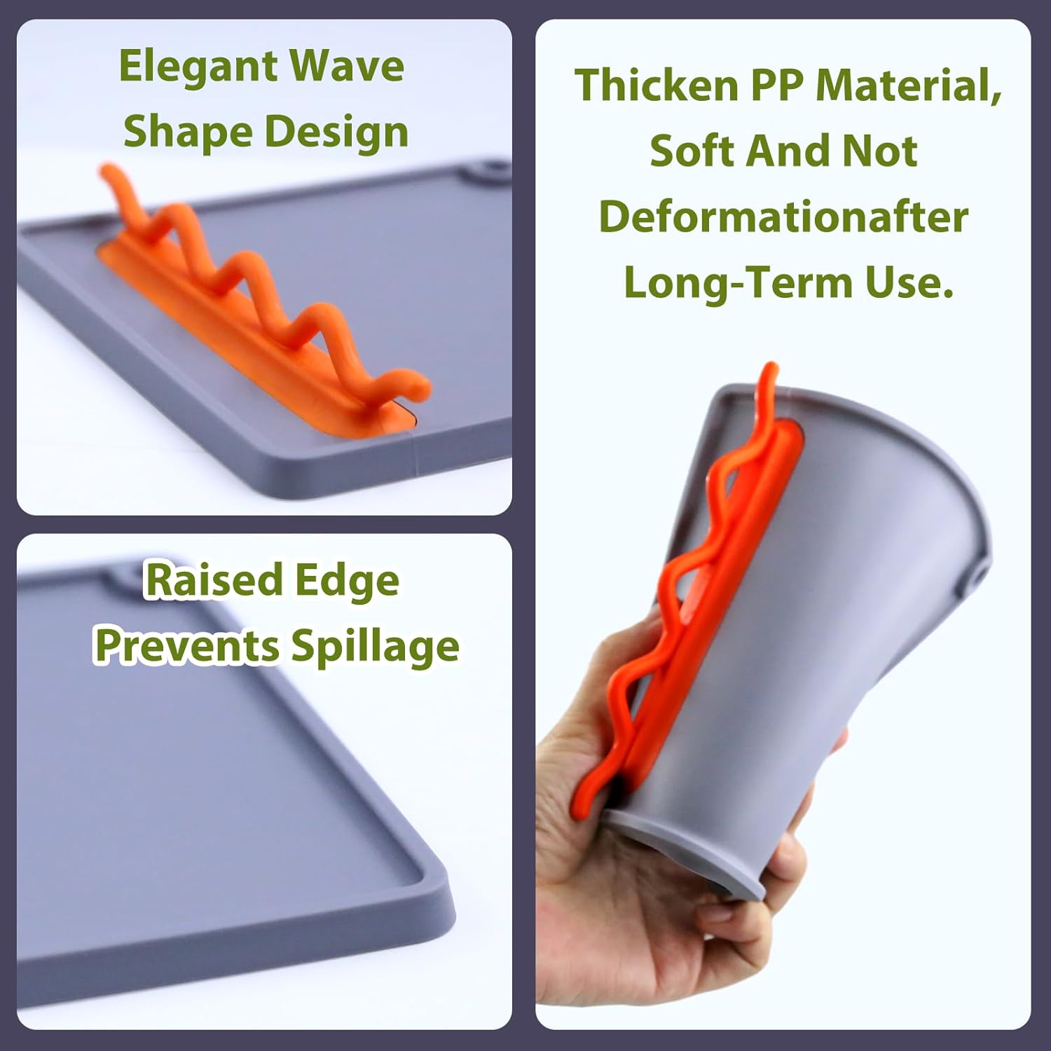 Silicone Spoon Rest for Stove Top, Heat-Resistant & BPA-Free, Non-Slip Kitchen Spoon Holder for Stove, Gray + Yellow Plum