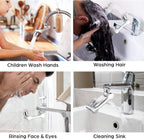 1080° Swivel Faucet-Extender Sink, Splash Faucet Sprayer Aerator, Wash Hand/Hair/Face, Bathroom & Kitchen Sink with 2 Water Outlet Modes,Silver,2Pcs