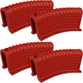 Patelai 4 Pcs Silicone Assist Hot Pan Handle Holder Pot Handle Covers for Cast Iron Skillets Holder Sleeve Nonslip Heat Resistant Pan Cover for Enameled Griddles Casserole Frying Cookware(Red)