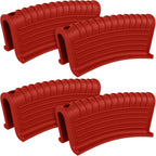 Patelai 4 Pcs Silicone Assist Hot Pan Handle Holder Pot Handle Covers for Cast Iron Skillets Holder Sleeve Nonslip Heat Resistant Pan Cover for Enameled Griddles Casserole Frying Cookware(Red)