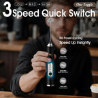 DSP Handheld Milk Frother Rechargeable, Electric Whisk for Coffee, 2 Stirring Rods 3 Speed Adjustable, Low Noise Drink Whisk for Lattes, Matcha, Hot Chocolate, Egg (Midnight Black)