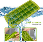 Ice Cube Trays 2 Pack, CREATESTAR Easy-Release Silicone & Flexible 21-Ice Trays with Removable Lid Food Grade Ice Tray for Whiskey, Cocktail, Spirits Drinks, Ice Cube Molds BPA Free (Green, 2Pack)