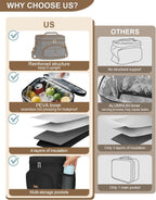Lunch Box for Man Women, Insulated Lunch Bag Cooler Bag Leakproof Lunchbox Lunch Tote Bags with Removable Strap for Work School Picnic Travel (Black/12L