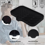 Yasmen Silicone Bathroom Soap Dishes, Sink Sponge Holder for Kitchen, Rubber Soap Dish with Drain, Shower Soap Sponge Tray, Sink or Counter Organizer, for Bar Soap, Bottle, Dish Soap Dispenser-Black