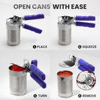 Zulay Kitchen Heavy Duty Stainless Steel Can Opener Manual with Bottle Opener - Rust Proof Manual Can Opener With Turn Knob & Comfy Soft Grip Handles - Purple