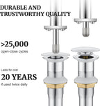Pop up Sink Drain Stopper for Bathroom Vessel Vanity Sink Art Basin Chrome, Big Cap Without Overflow, Metal Pop-up Drain Strainer with Detachable Basket Stopper