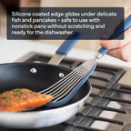 Misen Fish Silicone Spatula - Slotted Turner for Cooking - Perfect for Frying - Heat Resistant - Dishwasher Safe -1mm Thick Flexible Flipper - Soft Silicone Grip Handle for Easy Use