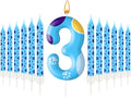 13PCS Blue Dog Paw Birthday Candles Set Cake Topper Numeral Birthday Candles for Boy Girl Dog Paw Decoration(Number 3)