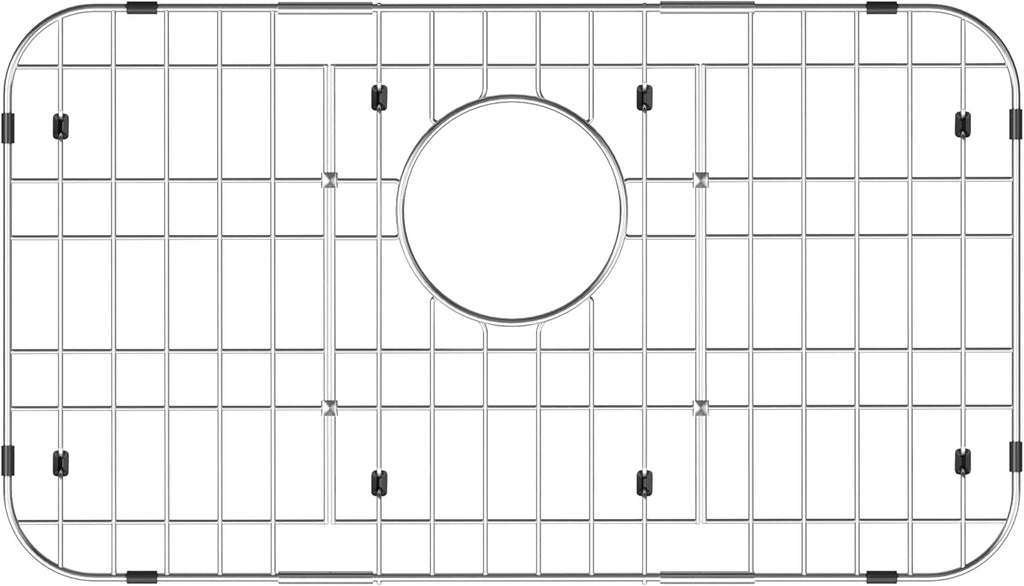 iPEGTOP Sink Bottom Grid, 3-Piece Stainless Steel Sink Protector 23" x 13" Rear Drain Hole with Corner Radius, Sink Grate Rack for Bottom of Kitchen Sink Single Bowl with Hole Cover