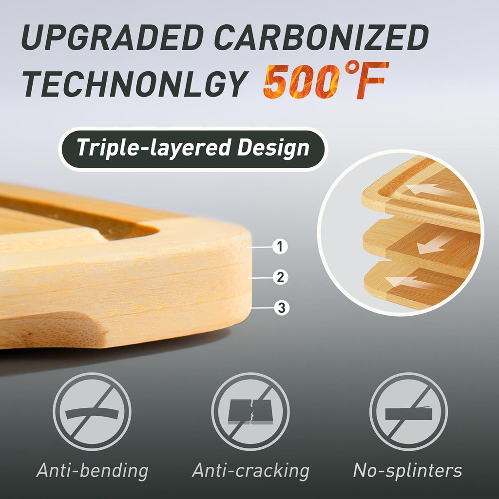 Bamboo Cutting Board Set Non Slip Feet with Holder Over Sink Wooden Cutting Boards Eating Grilling Biard Cutboard Biard Chtting Woodcutting Cuttingboards Voard Oard Bord 12x18 11 x 14 Baords Baord