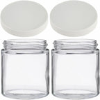 Jarming Collections Mason Jars - 16 oz Glass Extra Wide Mouth Pint Storage Jars with White Plastic Lids - Made in USA