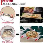 Unicook Pizza Stone for Oven and Grill, 16 x 14 Inch Rectangular Baking Stone for Bread, Cordierite Pizza Pan for Baking Crispy Bread and Cookies, Includes Carry Rack and Dough Scraper