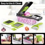 Vegetable Chopper with Container – 16-in-1 Food Dicer and Multi-Blade Cutter for Vegetables, Fruits, Cheese by Purest Peak