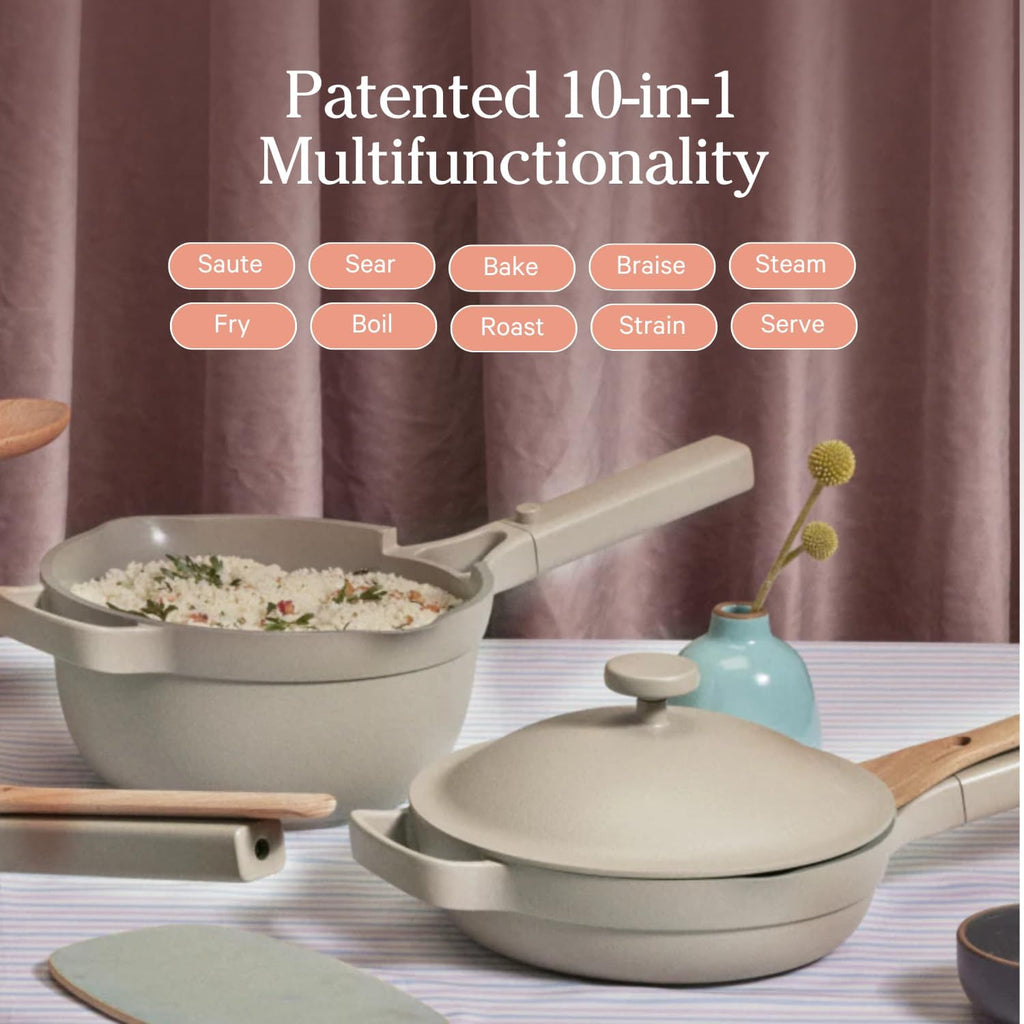 Our Place Mini Always Pan 2.0-8.5” (1.2 Qt) Nonstick, Toxin-Free Ceramic Cookware | Patented 10-in-1 Aluminum Frying & Sauté Pan | Safe for Oven, Induction & All Cooktops up to 450°F | Blue Salt