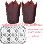 Large size Brown Tulip Baking Cups 2-1/4"(Base diameter) x 4"(Wall height) Greaseproof paper baking cupcake Muffin liners, Case of 130 pcs