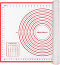 Extra Large Silicone Pastry Mat Extra Thick Non Stick Baking Mat with Measurement Fondant Mat, Counter Mat, Dough Rolling Mat, Oven Liner, Pie Crust Mat (20''(W) * 28''(L), Red)