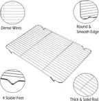 P&P CHEF Cooling Baking Rack Pack of 2, Stainless Steel Cooling Racks for Cooking Baking Roasting Grilling Drying, Dense Wires & Smooth Edge, Easy to clean, Silver, 16.6" x 11.5"