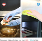 COOLJOB 2 Pairs Thickened Rubber Gloves with Cotton Lining & Non-slip Grip, Colorful Household Long Lasting Dishwashing Gloves for Kitchen & Bathroom Cleaning, Orange & Blue, Medium