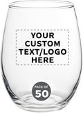 Custom Stemless Wine Glasses by ARC Perfection 15 oz. Set of 50, Personalized Bulk Pack - Restaurant Glassware, Perfect for Red Wine, White Wine, Cocktails - Clear
