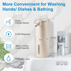 Automatic Liquid Soap Dispenser,4-Level Adjustable, Wall Mount,USB Rechargeable,12.8oz/ 380ml,Touchless Hand & Dish Soap Dispenser for Bathroom, Kitchen,Hotel, Restaurant