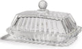 Glass Butter Dish with Lid for Countertop,Vintage Crystal Butter Container for Counter,Covered Glass Butter Keeper,Butter Tray for Refrigerator,Butter Holder with 4oz Butter