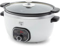 GreenLife 6QT Slow Cooker, Non-Toxic PFAS-Free Ceramic Nonstick Removable Interior Bowl, Programmable, Family Friendly, Keep Warm, Stovetop & Oven Safe, Dishwasher Safe Parts, Timer, Glass Lid, White