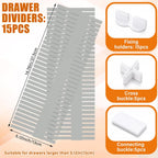 Blosssound 15pcs 5.12x 15 Tall Drawer Divider Adjustable Drawer Organizer DIY Ultra Deep Storage Organizer Separator with Fixed Buckle for Underwear Socks Dormitory Office Kitchen Bedroom(Grey)