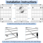28-3/8’’ x 14-3/16’’ Stainless Steel Sink Grid, Sink Protectors for Kitchen Sink, Sink Protector with Rear Drain for Single Sink Bowl, Sink Bottom Grid, Sink Grate for Bottom with Sink Strainer