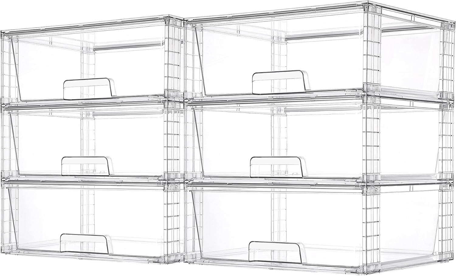 Vtopmart 6 Pack Large Stackable Storage Drawers,Easily Assemble Acrylic Bathroom Closet Undersink Organizers and Storage,Plastic Storage Bins for Kitchen Cabinets,Pantry,Makeup,Medicine Organization