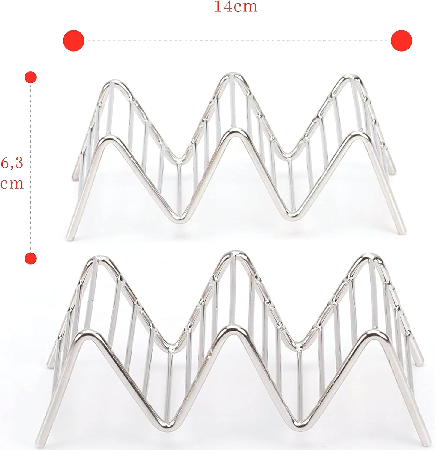 Taco Holders Set of 2 Premium Stainless Steel Stackable Stands, Each Rack Holds 2 or 3 Hard or Soft Tacos, Five Styles Available By 2lbDepot