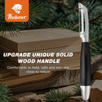 KULUNER 304 Stainless Steel Multi-Function Kitchen Peeler - With Solid Wood Handle, Sharp Durable Blade, Effortlessly Peels Vegetables and Fruits, Essential Kitchen Tool（ Type I）