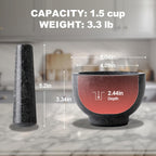 Koville African Natural Granite Mortar and Pestle Set, Grinder Bowl for Guacamole, Salsa, Pill Crusher, Spice, Herb, Garlic, Nut, Heavy Duty Grinder for Kitchen (Glossy Finish)