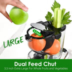 Cold Press Juicer Machines, Kitchen in the Box Slow Masticating Juicers Machine,3.26inch Large Wide Feed Chute Fit Whole Fruits & Vegetables,BPA Free,Easy to Clean (Bright Black)