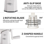 Rotary Cheese Grater Shredder - Upgraded 5 in 1 Cheese Grater with Handle and Strong Suction Base, Multi-purpose Julienne Slicer Ice Shaver Nuts Grinder for Ice, Vegetables, Fruit, Nuts