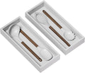 Kitchen Drawer Organizer - 2 Pack, Stackable Bamboo Drawer Organizers, Wooden Storage Box Tray for Cabinet, Pantry, Bathroom Countertop, Multi-use Organization and Storage (White)