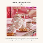 MACKENZIE-CHILDS Enamel Creamer, Creamer Dispenser with Pour Spout, Kitchen Enamelware, Pink-and-White Rosy Check