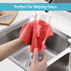 HOMEXCEL Red Microfiber Cleaning Cloth, 100 Pack Cleaning Towels for Kitchen, Lint Free, Scratch-Free, Highly Absorbent, and Reusable Cleaning Rags for House, Window and Glass, Cars, 11.5 X11.5 inch