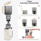 SUSTEAS Cold Press Juicer, 5.3" Feed Chute Slow Masticating Machines with 300W, Fit Whole Fruits & Vegetables, Easy to Clean, High Juice Yield, White