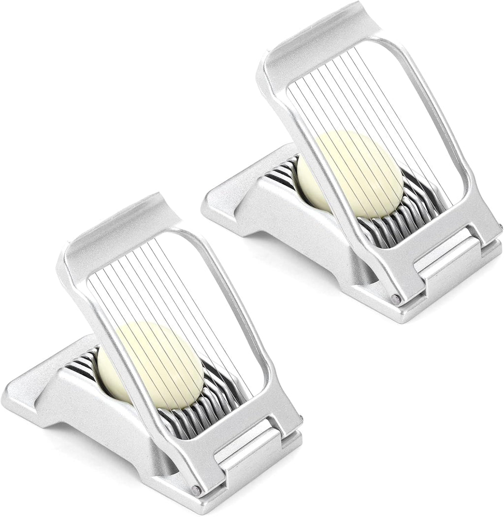 2 Packs Egg Slicer,Strawberry Slicers, Stainless Steel Wire Egg Slicer for Hard Boiled Eggs, Heavy Duty Aluminum Base Metal Egg Cutter for Egg Strawberry Soft Fruit & Food, Dishwasher Safe