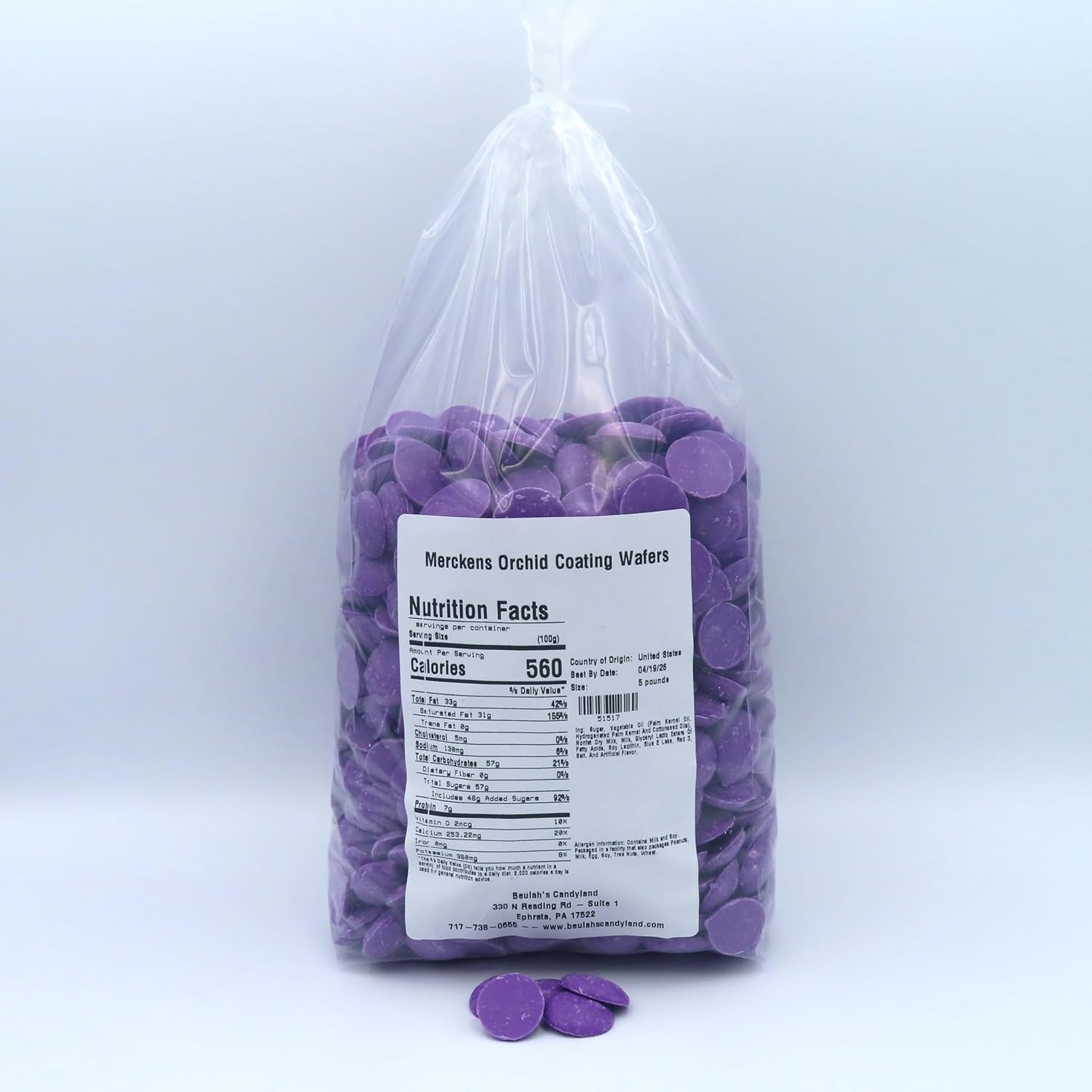 MERCKENS Coating Wafers, Orchid Color Melting Chocolate, 5 Pound Package