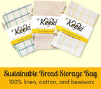 Keeki Bag - The Original Beeswax Lined Bread Bag for Homemade & Sourdough | Reusable Linen Bread Storage | Beeswax Wrap Alternative | Plastic-Free Storage w/Wide Drawstring Closure (Pink)