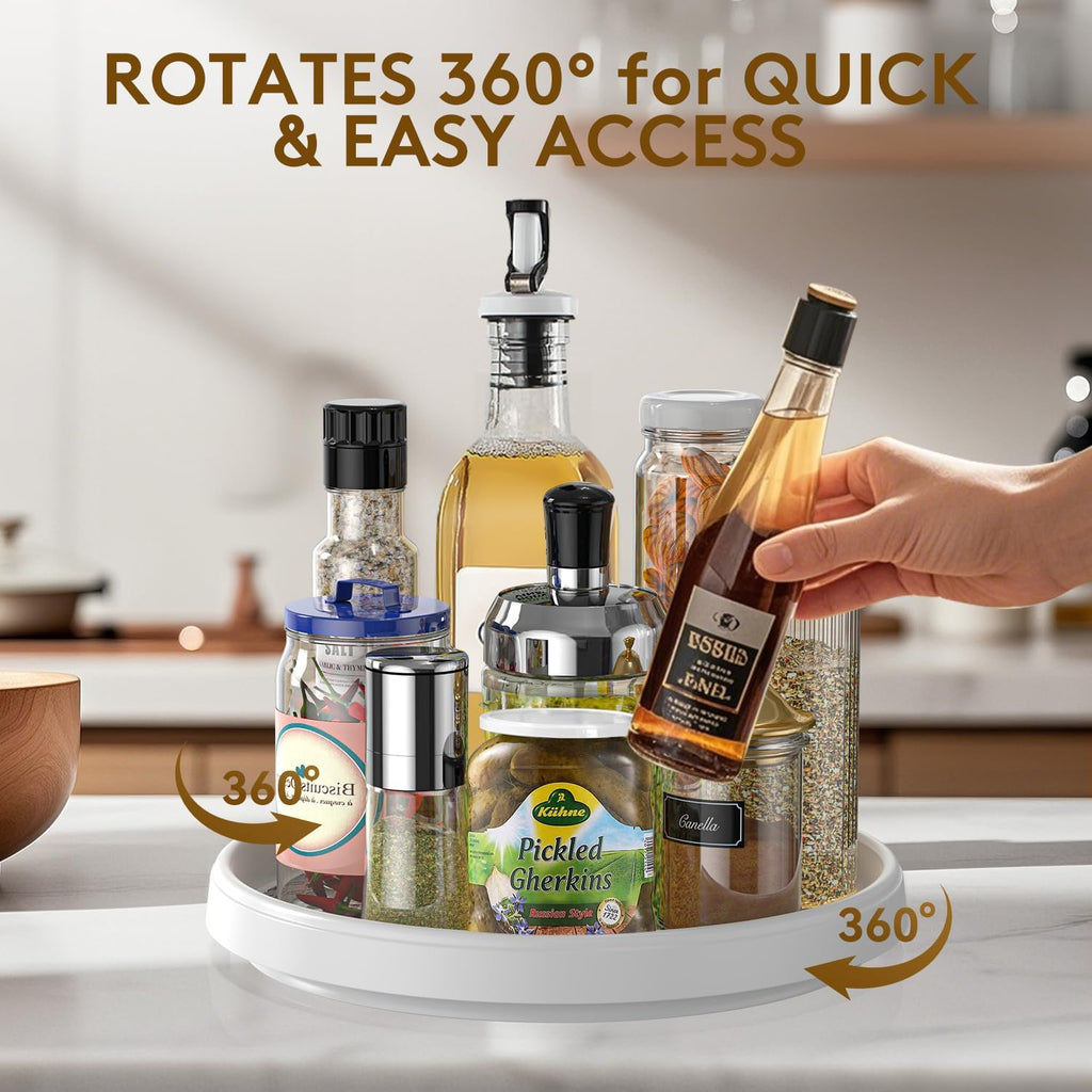 Lazy Susan Turntable Organization for Kitchen Storage, Cabinet Organizer for Pantry,Countertop,Vanity,Table 10 Inch,Rotating Tray Organizing Spice Rack,Fridge,Bathroom,Makeup,Non-Skid