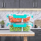 KOMUEE 10 Packs 30oz Glass Meal Prep Containers 2 Compartments,Glass Food Storage Containers with Lids,Airtight Glass Lunch Bento Boxes,Oven,Freezer and Dishwasher Safe, Green